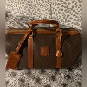 CELINE Brown and Tan Travel Duffel Bag 90s Vintage 🔥